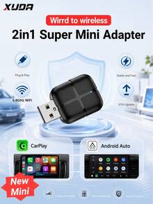 XUDA 2026 Smart Box Mobil Nirkabel 2-in-1 Baru, Adaptor Mini CarPlay & Android Auto, Konverter CarPlay, Koneksi Otomatis Cepat, Tanpa Penundaan, Smart Box Ringkas & Elegan, Dari Kabel ke Nirkabel, Modis & Portabel, Dengan Port USB/USB-C - A - View 1
