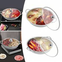 GDAE10 28cm Edelstahl Hot Pot, Dual Shabu, Küche Hot Pot Kochen Suppe Divider Shabu Topf Kochgeschirr aus Edelstahl, für Induktionsherde Gasherde und Backöfen a nice gift for friend - Übersicht 8