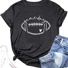 Game Day Football T Shirts Wo Football Mom Tee Tops Funny Sunday Casual Short Sve Tee Shirts - 款式 - 查看 1