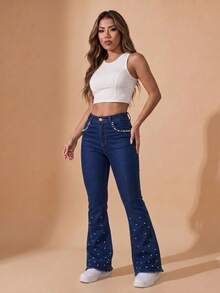 pthirillo Women Jeans - Lumina Pearls 酒吧和口袋 - 查看 2