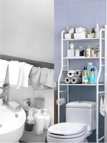 Over‑The‑Toilet Storage Shelf With Three‑Tier Storage Design; Sturdy Metal Frame, Size Fits Toilets, Easy To Install, Stores Bathroom Sundries For Tidiness And Space‑Saving. - Random Color - View 7