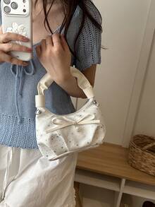 Solid Color Nylon Fabric Fashionable Star Pattern Versatile Women's Shoulder Bag Versatile Party Street Travel - White - View 8