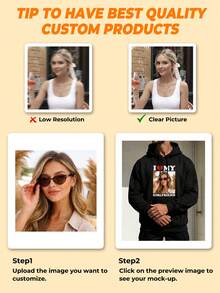 Personalized Custom Men's Hoodie, Upload Text And Image To Customize Your Own Unique Clothing, Perfect Gift For Family, Boyfriend, Friends, Children Or Men, This Hoodie Also Showcases Elegant Style, Personalized Customization - Black - View 4