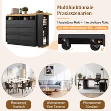 Expandable Bar Table With Storage - Black Sideboard For Bar Or Kitchen - Black - View 5