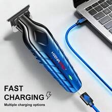 Cortador de Cabelo Elétrico HIENA 1 Peça, Interface USB, Cortador de Cabelo com Lâmina em T, Aparador de Barba Masculino Branco/Preto/Azul/Dourado, Com Escova, Cortador de Cabelo Doméstico - Azul - Visão 9
