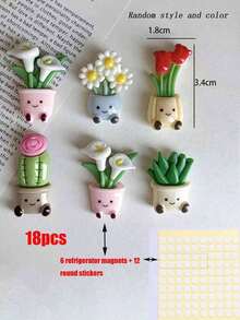 This 6-Piece Floral Refrigerator Magnet Set Is A DIY Multi-Functional Set Suitable For Various Scenarios, Including Decorating The Kitchen, Office, Whiteboard, Cabinets And Dishwasher (Random Color And Style, Non-Magnetic). - Multicolor - View 12