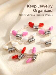 DIY Beading Accessories: Spring-Loaded Bead Stoppers With Protective Rubber Sleeve - Prevent Beads From Slipping - Essential Tool For Handmade Jewelry Making (Random Color) - Multicolor - View 7