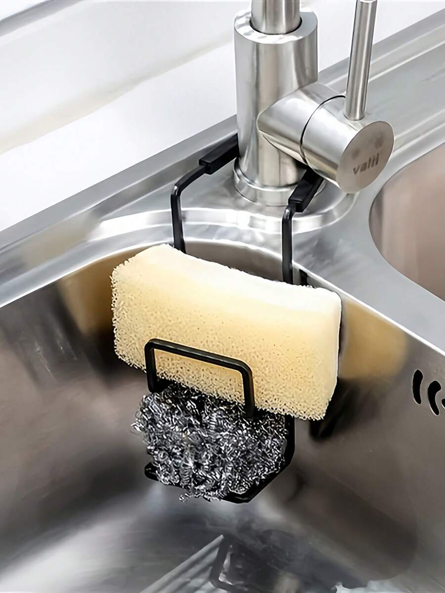 Expandable Iron Sink Storage Rack, No-Drill Sink Sponge Holder, Multi-Functional Kitchen Storage Bag, Can Store Brushes, Soap, Cloths, Sponges And Towels, Suitable For Bathroom, Kitchen, Home, Bathroom Decor, Dorm Essentials, College Travel Essentials