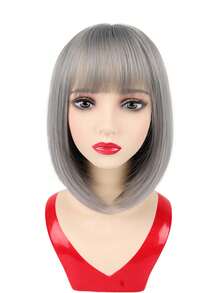 Short Straight Bob Synthetic Wigs Pink Hair Wig With Bangs For Women Cosplay Cute Wig Heat Resistant Fiber Halloween Wear - Multicolor - View 32