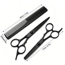 3Pcs Matte Black Hair Scissors Set,6.5 Inch Straight Cutting Shear & Thinning Scissors With Hair Comb,Ergonomic Handle Professional Barber Hairdressing Tools For Salon & Home Men Women Hair Trimming - Black - View 4