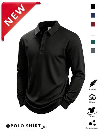 Polo básico de otoño, camiseta deportiva de manga larga para hombre, estilo casual de negocios, uso diario, para ir al trabajo, oficina, golf y también adecuado como regalo de vacaciones