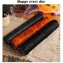 1 Roll Cuttable Spider Web Table Runner, 108.2in*11in. Halloween Decor Tablecloth With Skull, Spider Web And Bat Patterns, Suitable For Dining Table, Living Room And Home Decor, Halloween Party Supplies, Essential For Dining Table, Halloween Gift, - Multiple Styles - View 5