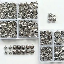 132/266Pcs Boxed Stainless Steel Claw Studs, Pointed Rivets, Suitable For Clothing, Leather Craft Punk Rock Fashion Belt Bag Shoes Bracelet Accessories (Mixed) - Silver - View 1
