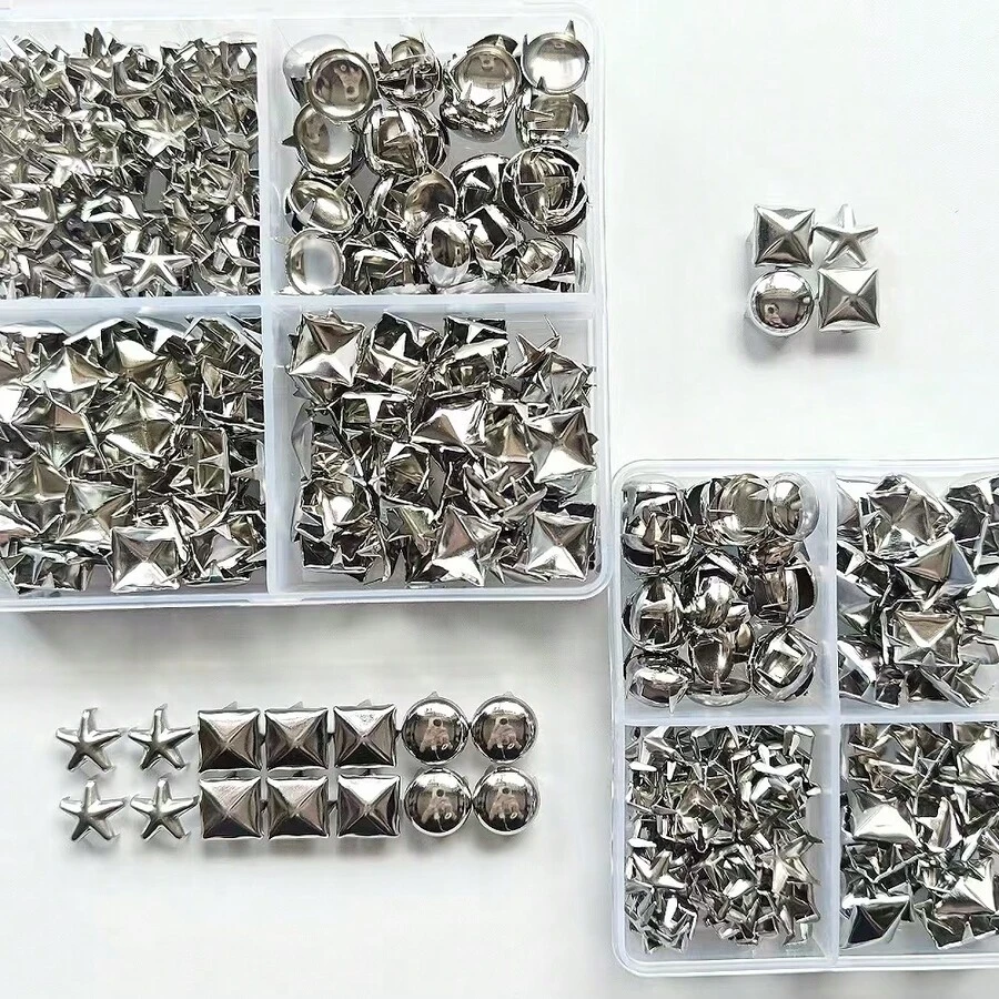 132/266Pcs Boxed Stainless Steel Claw Studs, Pointed Rivets, Suitable For Clothing, Leather Craft Punk Rock Fashion Belt Bag Shoes Bracelet Accessories (Mixed) - Silver - View 1
