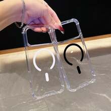 2pcs/Set Square Open Magnetic Phone Case Compatible With Apple 17PROMAX High Transparent Back Panel 11 Large Holes 13/14 Shockproof - Black and White - View 9