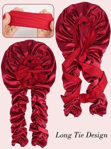 Mũ ngủ satin dài buộc dây cho nữ, mũ ngủ lụa điều chỉnh được, phù hợp cho tóc tết dài, mũ bảo vệ tóc mềm mại ban đêm - Nhiều màu - Xem 9