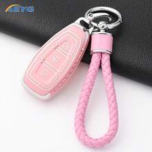 Fashion Car Key Fob Case Cover Shell With Keychain For Ford Focus 3 4 ST Fiesta Fusion Kuga Ecosport Mondeo MK3 MK4 Jewelry Gift Accessories - D - View 12