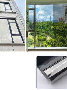 Vigour Summer Black Silver Solar Film, Sun Protection Heat Insulation Glass Film, Privacy Window Film, Home Heat Insulation Window Film, Reflective Window Film, One-Way Vision Anti-Peeping Window Sticker, Removable Static Adsorption Film, Balcony Sunshade Solar Film Light Blocking Reflective, Suitable For Home Office, Perfect Gift - Multicolor - View 2