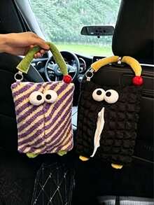 1 Peça Caixa de Lenços de Carro Criativa e Fofa de Monstro, Bolsa de Lenços de Carro, Caixa de Armazenamento de Lenços de Carro, Lixeira de Carro Criativa e Fofa de Monstro - Multicolorido - Visão 10