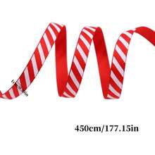 1 Roll 4.5m Red & White Diagonal Stripe Ribbon, Christmas Gift Wrapping Handmade Decorative Ribbon, Wreath Bows, Holiday Party Decoration, Suitable For Gift Wrapping, Holiday Decoration (177.15*1.49 Inches) - Multicolor - View 11