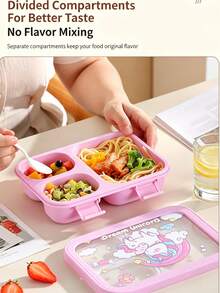 niceforyou 1PC Cute Lunch Box, Optional 3-Compartment / 4-Compartment Design; Sealed Leak-Proof Design, Microwave , Reusable. Portable Style Suitable For Students, Office Workers, School Commute, Outdoor Picnic, Daily Home Use, Also A Practical Christmas Gift. - Multicolor - View 1