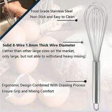 1pc/3pcs Stainless Steel Ball Whisk Set, Upgraded Cooking Whisk, Suitable For Mixing, Beating, Stirring And Whisking - Silver - View 8