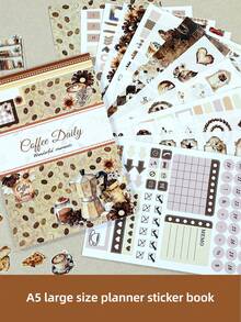 DanSoul 24 Large Coffee Theme Planner Sticker Book, Pre-Cut 3 Material Waterproof Matte PET Scrapbook Functional Sticker Set, Suitable For Bullet Journal Stationery Notebook Gift Office School Supplies Back To School - Scrapbook Stickers - View 10