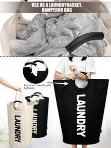 Extra Large High Quality Laundry Basket With Soft Padded Handles - Fabric Laundry Hamper, Foldable Round Basket, Suitable For Various Room Types, Casual Style Clothes Storage Box, Laundry Accessories, Laundry Basket, Space Saving - View 5
