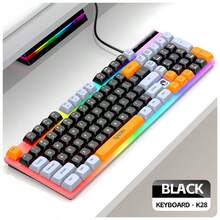 RAIKU Set Keyboard dan Mouse Gaming T28 Berkabel dengan Lampu Latar Tiga Warna dan Nuansa Mekanik, Keyboard Berkabel 98 Tombol dengan Lampu Latar, Mouse Gaming 3 Tombol - View 14
