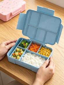 1個實用便攜學生便當盒,多格大容量餐盒附餐具,食物儲存容器,適合返校、日常上學使用,畢業禮、新年禮理想選擇,學校必備用品 - 彩色 - 查看 4