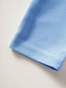 男孩女孩經典長袖 Polo 衫，騎士刺繡與條紋領口學院風上衣，適合返校季、日常穿著，秋冬款 - 淺藍色 - 查看 8