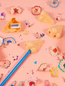 3pcs Funny Nose Shaped Pencil Sharpeners, Suitable For Teenagers, Perfect School Supplies, Gag Gifts And Birthday Party Favors, Suitable For Boys And Girls, Ideal Teacher Rewards, Suitable For Winter And New Year - Khaki - View 2