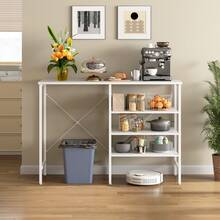 Multifunctional Storage Table, Freely Combinable Organizer Table With White Metal Frame & White Top, Flexible To Assemble For Kitchen, Living Room, Basement & Garage, 120x40x85.5cm, 120 X 40 X 85.5 Cm - White - View 1