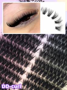 252 Clusters 80D Large Pack Eyelashes, 8-16mm Mixed Length, DD Curl, Shiny Charming Eyes, 3D Voluminous Russian Cat Eye Style Extension, Lightweight Dense Fluffy False Eyelashes, Soft Comfortable Easy To Wear, Suitable For Beginners And Reusable, DIY Save Makeup Time, Holiday Gift - DD - View 8
