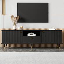 TV Stand With Open Shelves And Drawers - Black - 黑色 - 查看 3