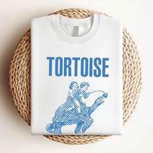 Camiseta de mujer con estampado, unisex, estilo streetwear, estampado gráfico de tortuga, camiseta casual. - Blanco - Ver 3
