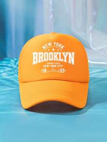 1件裝 男士 BROOKLYN 1833 綠色多色印花個性化戶外休閒時尚沙灘露營防曬透氣網布可調尺寸棒球帽卡車帽禮物，適合日常配戴 - B - 查看 22