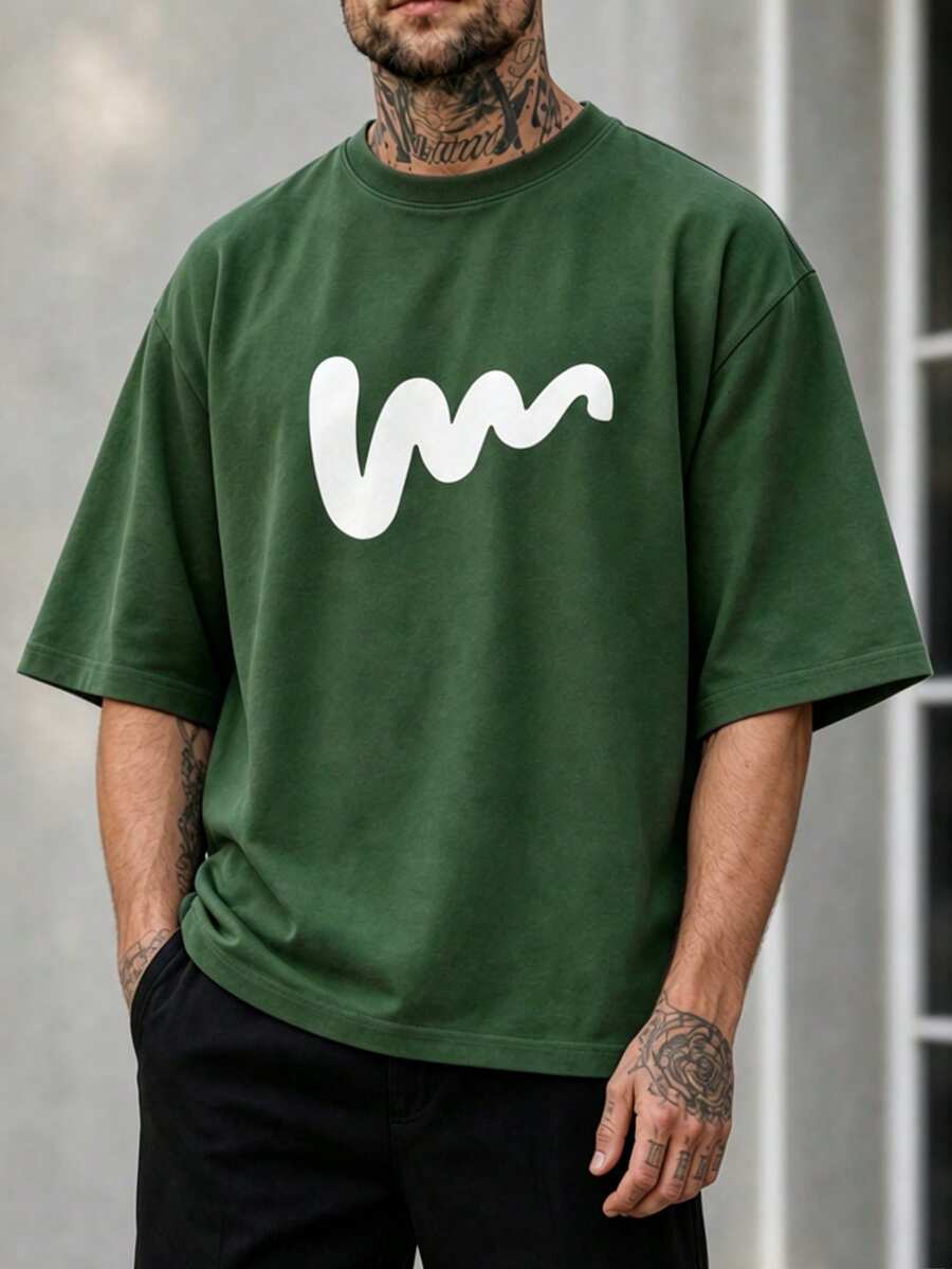 Plus Size Men's Round Neck Short Sleeve T-Shirt, Simple And Fashionable, Suitable For Summer Wear