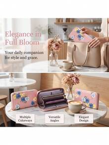 Pomelo Best Women Floral Canvas Zipper Wallet RFID Blocking 12 Card Slots 5 Bill Slots Coin Pocket Large Capacity Long Purse,Small Wallets For Women - Multicolor - View 7