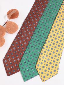 1PC Men's Fashion Casual Versatile Vintage Small Coin & Flower Pattern Tie, Suitable For Daily Wear, Shopping, Business, Party, Banquet, Dating - Multicolor - View 2