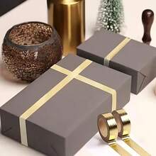 2/4pcs Gold Decorative Tape, Self-Adhesive Craft Tape For Gift Wrapping, High-Quality Texture, Easy To Cut And Tear, Suitable For Gift Packaging, Handmade Cards, Photo Frame Borders, Ceramic Gilding, Creating Elegant And Luxurious Effects, Versatile Decorative Stickers For Handmade Crafts, Wedding Gift Decor, Home Beautification - Single Piece - View 4