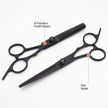 3Pcs Matte Black Hair Scissors Set,6.5 Inch Straight Cutting Shear & Thinning Scissors With Hair Comb,Ergonomic Handle Professional Barber Hairdressing Tools For Salon & Home Men Women Hair Trimming - Black - View 8