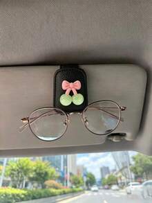 Cherry Bow Car Fashion Glasses Clip, Dual-Use Sun Visor Clip For Fashion Glasses And Tickets, Car Interior Decoration - Cherry - View 11