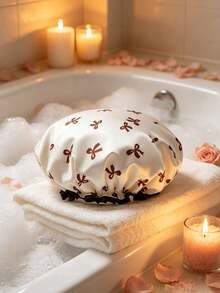 Double Layer Women's Waterproof Shower Cap, Suitable For Bathing, Home, Kitchen Smoke Protection, Shower Cap - Multicolor - View 4