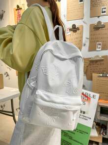 柔軟壓紋布料背包，多個前口袋收納，可容納14吋筆電，適合高中、大學、週末旅行 - 彩色 - 查看 7