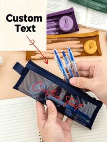 Tempat Pensil Nama yang Dipersonalisasi, Tas Penyimpanan Jaring Nilon Bernapas Mini Portabel yang Dapat Disesuaikan, Tempat Pensil Transparan untuk Musim Kembali ke Sekolah bagi Guru dan Siswa, Tersedia Berbagai Warna, Hadiah Kembali ke Sekolah - MultiWarna - View 2