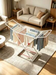 Extra-Large Capacity Clothes Drying Rack, Vertical And Foldable For Space Saving, Suitable For Balconies And Laundry Rooms With Foldable Side Wings, Sturdy And Durable; Foldable Clothes Horse, Movable Drying Rack And Clothes Hanging Rod - Multicolor - View 7
