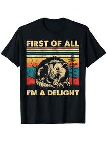 Men's T-Shirt Men's First Of All I'm A Delight Sarcastic Angry Opossum Possum T-Shirt - 黑色 - 查看 1