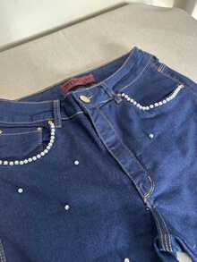 pthirillo Women Jeans - 口袋珍珠和斑點珍珠 - 查看 4