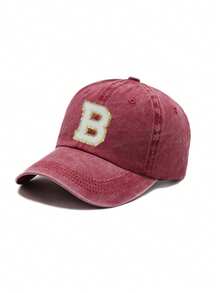 1pc Unisex Printed Washed Distressed Baseball Cap,Soft Adjustable Trucker Hat For Women Men,Gift,Summer,Beach,Holiday,Travel,Sports Streetwear - Burgundy - View 8